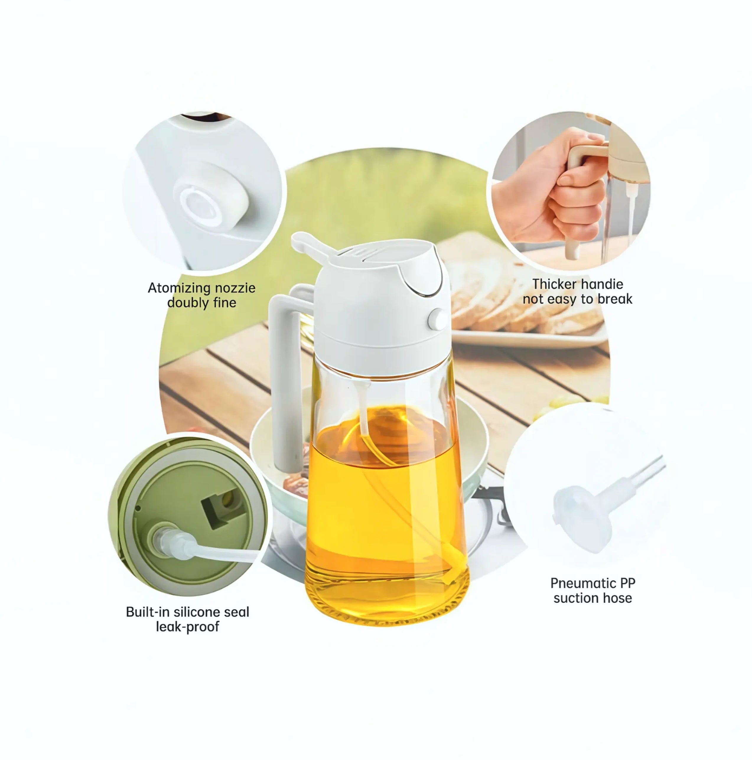 Leak-Proof Glass Oil Spray & Pour Pot for Smart Cooking